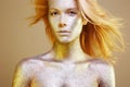 Beautiful Woman with Sparkles on her Face and body Royalty Free Stock Photo