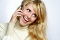 Beautiful woman speaks on a mobile telephone Royalty Free Stock Photo