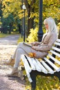 Beautiful woman with tablet pc outdoor Royalty Free Stock Photo
