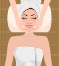 Beautiful woman taking facial massage