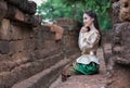 Beautiful woman in Thai traditional dress Royalty Free Stock Photo
