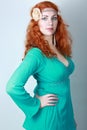 Beautiful woman turquoise dress
