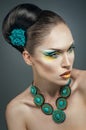Beautiful woman with turquoise jewelry