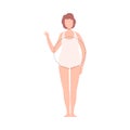 Beautiful Woman in Underwear, Faceless Female Round Body Shape Flat Style Vector Illustration