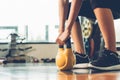 Beautiful woman using dumbbell weights workout Royalty Free Stock Photo