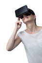 Beautiful woman using virtual reality headset Royalty Free Stock Photo