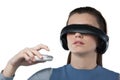 Beautiful woman using virtual reality headset Royalty Free Stock Photo