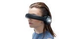 Beautiful woman using virtual reality headset Royalty Free Stock Photo