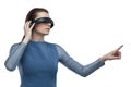 Beautiful woman using virtual reality headset using digital screen Royalty Free Stock Photo