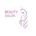 Beautiful woman vector logo template for hair salon