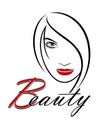 Beautiful woman vector logo template for hair salon, beauty saloon, cosmetic procedures, spa center. Vector logo template for hair