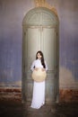 Beautiful woman with Vietnam culture traditional dress, Ao dai Royalty Free Stock Photo