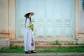 Beautiful woman with Vietnam culture tranditional dress Royalty Free Stock Photo