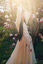 Beautiful woman in vintage dress with spring soft light Royalty Free Stock Photo