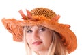 Beautiful woman in vintage hat isolated Royalty Free Stock Photo