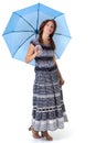 Beautiful woman walking under umbrella Royalty Free Stock Photo