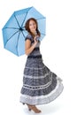 Beautiful woman walking under umbrella Royalty Free Stock Photo