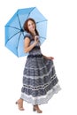 Beautiful woman walking under umbrella Royalty Free Stock Photo