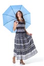 Beautiful woman walking under umbrella Royalty Free Stock Photo