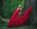 Beautiful woman wearing an amazing red gown