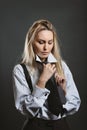 Beautiful woman wearing a black tie Royalty Free Stock Photo