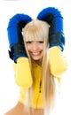 Beautiful woman wearing boxing gloves Royalty Free Stock Photo