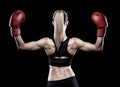 Beautiful woman wearing boxing gloves Royalty Free Stock Photo