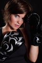 Beautiful woman wearing boxing gloves Royalty Free Stock Photo