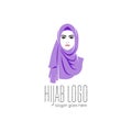 Beautiful woman wearing colorful hijab icon, hijab logo isolated