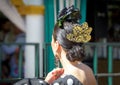 Beautiful woman wearing flamenco dress. Detail of Traditional Sp