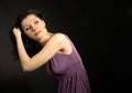 Beautiful woman wearing lilac dress and dancing Royalty Free Stock Photo