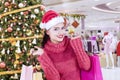 Beautiful woman shopping Christmas gifts Royalty Free Stock Photo