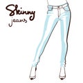 Beautiful woman wearing skinny jeans. Royalty Free Stock Photo