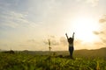 Enjoyment - free happy woman enjoying sunset Royalty Free Stock Photo