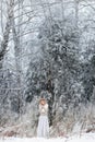 Beautiful woman in winter forest Royalty Free Stock Photo