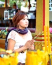 Beautiful woman worship the Buddha