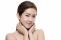 Beautiful women asian happy smiling with good healthy of skin your face on white background Royalty Free Stock Photo