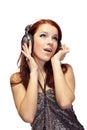 Beautiful women listening music. Royalty Free Stock Photo