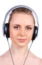 Beautiful women listening music in headphones Royalty Free Stock Photo