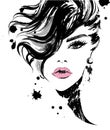 Beautiful women, logo women face makeup on white background, vector