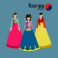 The Beautiful women long hair With korea dress design ,vector design Royalty Free Stock Photo