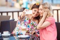 Beautiful women, photographing a phone