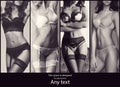 Beautiful women posing in underwear. Black and white lingerie collage. Royalty Free Stock Photo