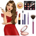 Beautiful woman beauty make up logo icon