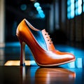 Beautiful women leather shoe with high heel illustration - ai generated image