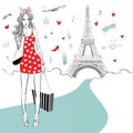 Beautiful women Shopping in Paris Royalty Free Stock Photo