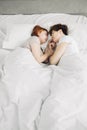 Beautiful women sleep in bed at home Royalty Free Stock Photo