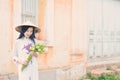 Beautiful women Vietnam with white ao dai dress