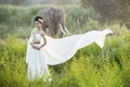 Beautiful women wearing white elephant village,Surin,Thailand Royalty Free Stock Photo