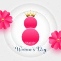 beautiful women's day celebration background with golden crown design Royalty Free Stock Photo